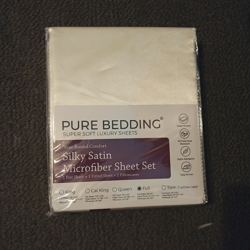 Pure Bedding Silky Satin Microfiber Sheet Set